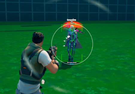 Rust player ESP wallhack showing skeletons, boxes, and distance meters
